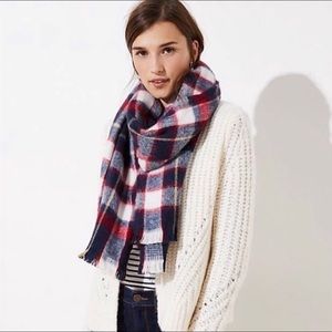 LOFT Soft Brushed Flannel Scarf red/blue/cream
